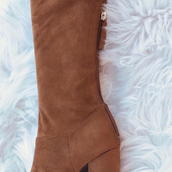 Qupid SIGNAL Brown Faux Suede Over Knee Sleek Boot - Picture 7 of 7